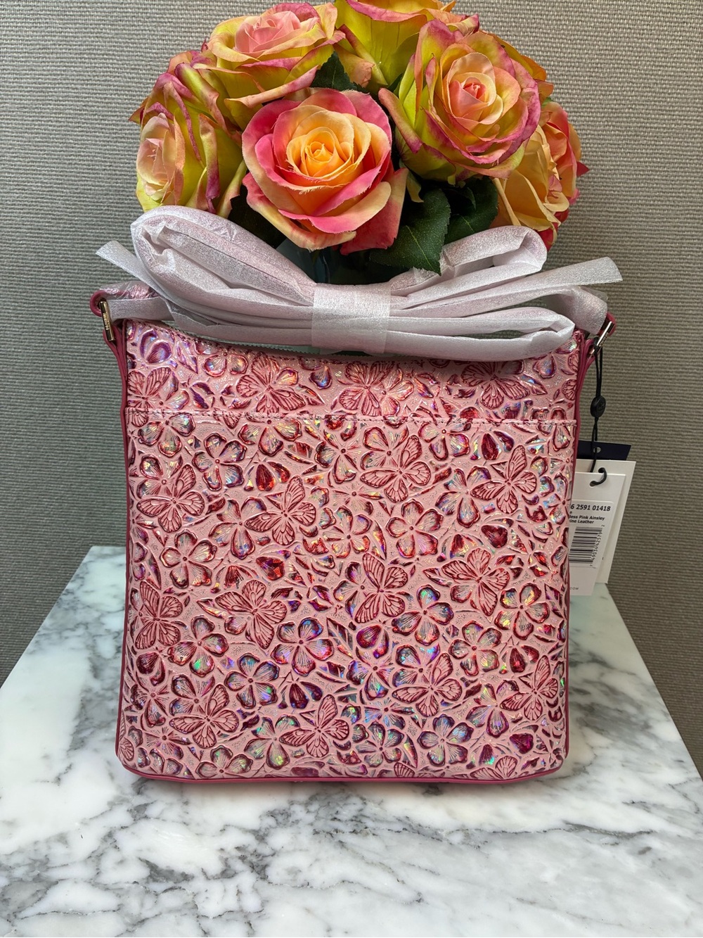 Brahmin Fearless Pink Ainsley Katie Iridescent Shoulder Bag - NWT Rare Style 🔥 - Picture 5 of 13